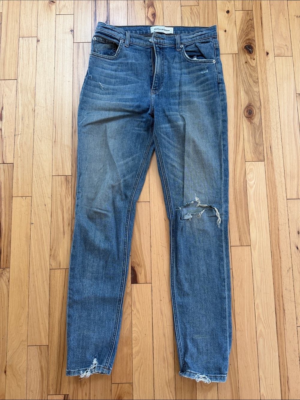 Reformation Straight-Leg Distressed Jeans